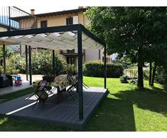 QEEQ.IT Beatrice pergola Retrattile 4x3-struttura Antracite-Telo Bianco Alluminio