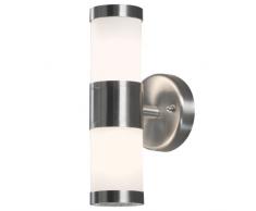 Konstsmide 7592-000 Modena Lampada da Parete, BxPxH 6x9x23 cm, 2 x 25 W, IP44, in Acciaio Inox