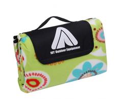 10T Outdoor Equipment Picnic Flower XL - Coperta da Picnic, 200 x 200 cm, in Pile, Impermeabile e isolata, Multicolore