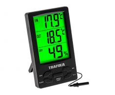 TRAFIKA - Termometro con igrometro speciale per coltivazione interna con sonda da da 2,5 m, schermo LED verde grande, per coltivazione indoor, misuratore temperatura e umidità