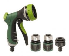 Dehner Multifunzione Set Doccia con soffione con 7 Tipi di Getto, 2 X Acqua Stop e Presa Rubinetto