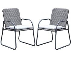 Westfield Outdoors Barite Twin Rattan Effect Set di sedie da Giardino per Esterni, Acciaio, Antracite/Bianco, large