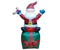 The Natale Officina 81340 1,8 m Gonfiabile di Babbo Natale in Scatola Regalo con LED, Multicolore