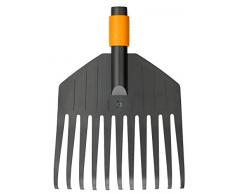 Fiskars Scopa da giardino piccola, Testa dattrezzo, 11 denti, Larghezza: 21,3 cm, Denti in plastica, Nero/Arancione, QuikFit, 1000659