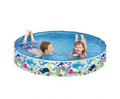 Jilong - Piscina Gonfiabile Happy Sea Pool per Bambini, con pareti fisse, ø 150 x 25 cm, Colore: Blu