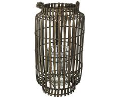 King Home L1766336 Lanterna Bamboo Grey con Bicchiere, Grigio, Ø 20Xh 54