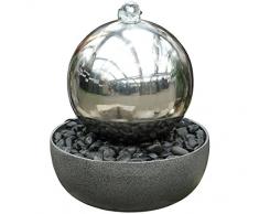 Dehner Giardino Fontana Globe con Illuminazione a LED, Ø 45 cm, Altezza 52 cm, Acciaio Inox, Grigio