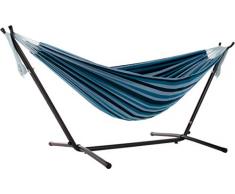 Vivere UHSDO8-34 Amaca con Supporto Brasiliana, Cotone, 250 cm, Portata 200 kg, Blue Lagoon Doppia