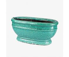 Better & Best Pqña - Fioriera in terracotta, ovale, piccola, colore blu, dimensioni 33 x 14 x 15,5 cm
