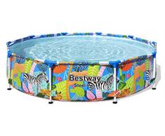 Bestway 56685 | Steel Pro - Piscina Fuori Terra Rotonda, 305X66 cm, Effetto Savana