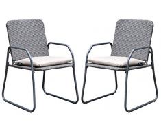 Westfield Outdoors Barite Twin Rattan Effect Set di sedie da Giardino per Esterni, Antracite/Beige, Large