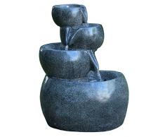 Dehner Bowl con Illuminazione a LED, ca. Fontana da Giardino in poliresina, 66 x 49 x 42 cm, Colore: Grigio