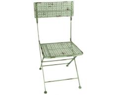 Esschert Design - Sedia Bistro da Giardino, Stile Vintage, Pieghevole, con Superficie di Seduta Rettangolare, ca. 44 x 50 x 88 cm