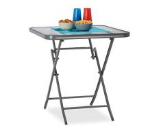 Relaxdays Struk Tavolo da Balcone Pieghevole con Superficie, Grigio, 70x70x70 cm
