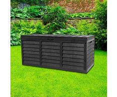 Gr8 Garden Plastica Nera Scatola di Immagazzinaggio Coperchio Patio Capanno Utilità Cuscino Giropetto in Legno Recinto Pannello Effetto Grande Camion Interni Esterni Mobili