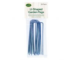 GardenKraft 26610 Confezione di 10 Fermagli Metallici per Erba Artificiale da15 cm U per impieghi Pesanti | Mollette polivalenti per Il Terreno | Accessori per Il Giardino, Verde