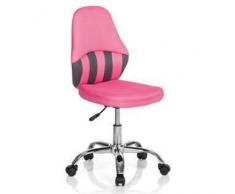 Hjh Sedia per bambini VANDA, schienale ergonomico, base cromata, tessuto rosa/grigio