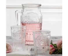 Bormioli Drink Set Romantic Caraffa E Bicchieri, 5 Pezzi