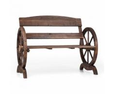 Ammergau Panca Da Giardino In Legno Ruota Carro 106x65x86cm Abete Effetto Fiammato