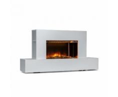 Klarstein Heat 'n Beat, Camino Elettrico, LED, Cassa Bluetooth, 900/1800W, bianco