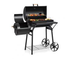 Beef Brisket barbecue con affumicatore termometro ruote coperchio nero