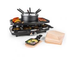 Entrecote, Grill 2in1 per Raclette & Fonduta, Pietra Naturale, 8 Persone, Sottopadella, 1100W