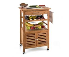 Louisiana Carrello da Cucina Portavivande Trolley 4 piani Bambù