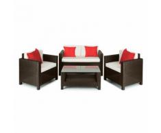 Verona Salottino Da Giardino 4 Pezzi Marrone/Beige/Rosso
