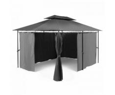 Grandezza Gazebo da Giardino 3x4m Acciaio Poliestere Grigio Scuro