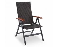 Korsika Sedia Reclinabile Con Braccioli Alluminio 58,5x103x75 cm Rattan Sintetico