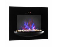 Feuerschale Camino a Parete 1800 W Fiamma FintaPietre Decorative Nero