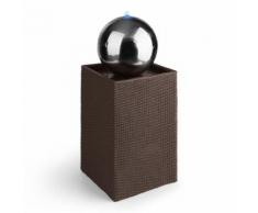 Durance Fontana Decorativa da Giardino LED Polyrattan 27 cm Sfera Acciaio