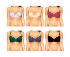 4813 Set 3 reggiseni LEILA coppe imbottite nastrino con fiocco