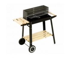 Barbecue a carbonella 429754 58x33x68 cm BBQ acciaio e legno con ruote
