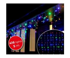 031434 Luci natalizie a tenda 416 luci multicolor con giochi di luci da interno