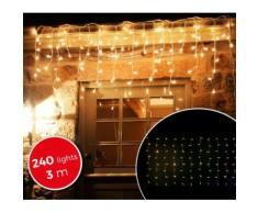 031342 Luci natalizie a tenda 240 luci BIANCHE con giochi di luci da esterno 3mt