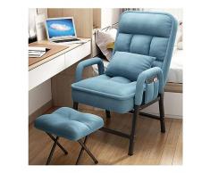 Divano Singolo Sedia,Poltroncina Lazy Chair con Cuscino In Struttura In Metallo,Sedia Reclinabile Per Soggiorno,Camera da Letto,Ufficio Comfort con Poggiapiedi Comoda Poltrona (Color:Blue+A)