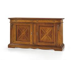Lo Scrigno Arredamenti, Credenza 2 porte 2 cassetti Classica con foglia intarsiata W487/N