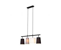 Briloner - Lampada a sospensione in tessuto, lampada a sospensione a 4 luci, E27 max. 40 Watt, lampada da pranzo in tessuto.