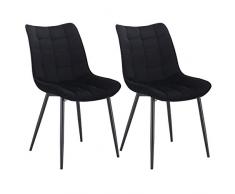 WOLTU Sedie da Pranzo con Schienale senza Braccioli Sgabello in Velluto per Cucina Nero BH142sz-2