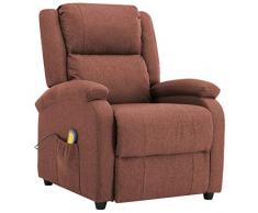 vidaXL Poltrona Massaggiante 3 Livelli 8 Zone Riscaldamento Sedia Massaggio Imbottita Gommapiuma Densa Relax Marrone in Tessuto