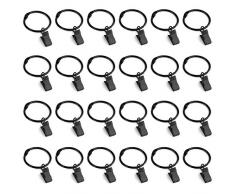 Anelli per Tende,Clip per Tende 40 Pezzi Clip per Tende Metallo Finestra Tenda Anello Ganci Clip con Occhielli per Asta Tende e Tendaggi Nero,Diametro Interno 35mm