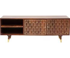 Kare Design - Credenza Muskat con 3 cassetti e 2 ante, ampia e grande, marrone con accenti dorati sulla parte anteriore, TV - Board