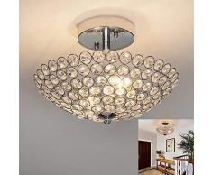Depuley Plafoniera a LED in cristallo, lampada da soffitto in design moderno con cristalli sintetici, per soggiorno, camera da letto, lampadina, non inclusa
