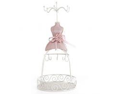 Pongnas Scaffale per Gioielli, Collana Pendente Ciondolo Orecchini Bracciale Anello Scarpe Vestito Modello di Gioielli espositore(Struttura Multifunzionale in Ferro battuto)