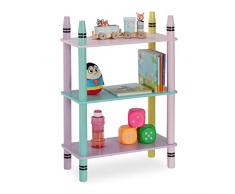 Relaxdays Scaffale per la Cameretta dei Bambini, Libreria, 3 Scomparti, MDF e Legno, HLP 69,5x48x24 cm, Colori Pastello, 1 pz.