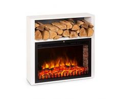 KLARSTEIN Mauna Loa - Camino Elettrico, Termoconvettore, 1000/2000 W, Fino a 40 m², Termostato: 15-30 °C, Effetto Fiamma, LED Dimmerabili, Telecomando, Timer Settimanale, Bianco