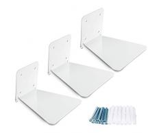 Scaffale Libro Sospeso Scaffali Galleggianti in Ferro Scaffale Libro a Parete Montato Invisibile Mensole Ledge Multiuso a Muro per Biblioteca Aula Ufficio Domestico (3, Bianco)