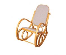 Sedia a Dondolo M41 Legno Chiaro Seduta Tessuto Beige