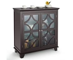 Giantex Mobile Cucina, Armadietto da Cucina con 2 Ante In Vetro, Mobile Buffet Dispensa Cucina, per Corridoio, Soggiorno, Sala da Pranzo, 90 X 39,5 X 96,5 cm, 3 Colori (marrone)